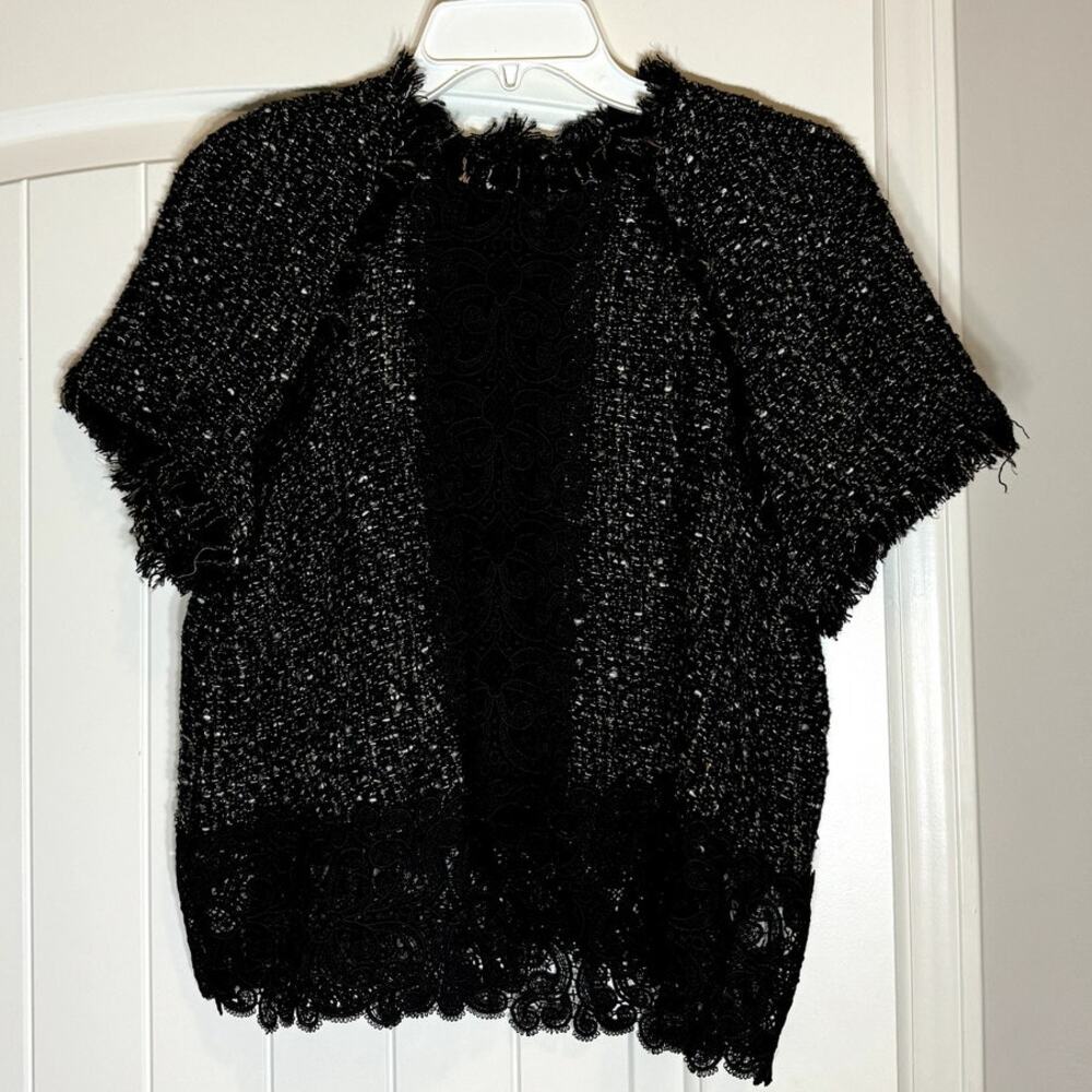 Zara Woman Black Blouse with Lace Detail size Medium